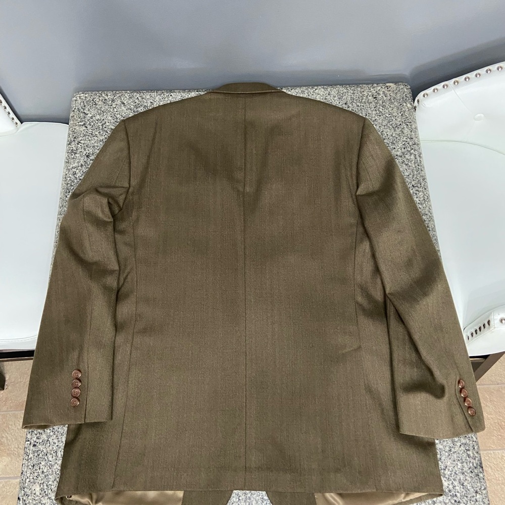 LAUREN RALPH LAUREN 100% Wool Herringbone Blazer Sport Coat Mens 44R Brown/Taupe - Picture 3 of 14